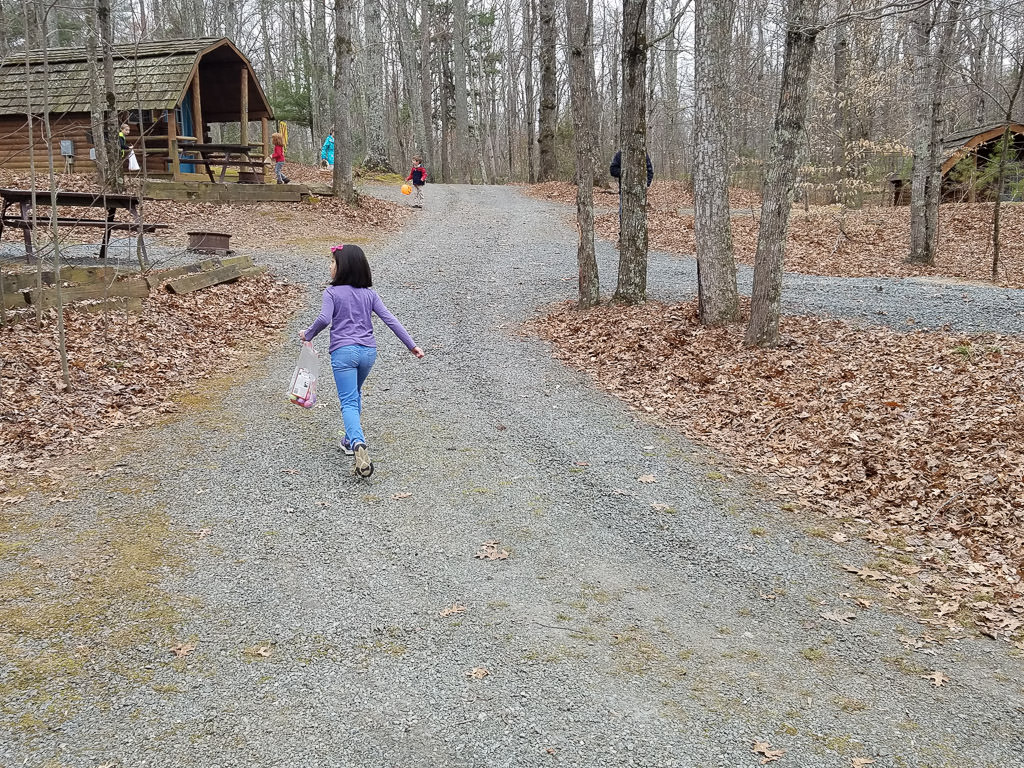 Children on an Easter egg hunt in the campground